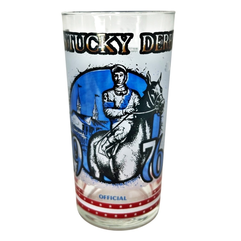1976 Kentucky Derby Glasses Mint Julep Set of 3 Official Souvenir Harry Stevens - Picture 3 of 16